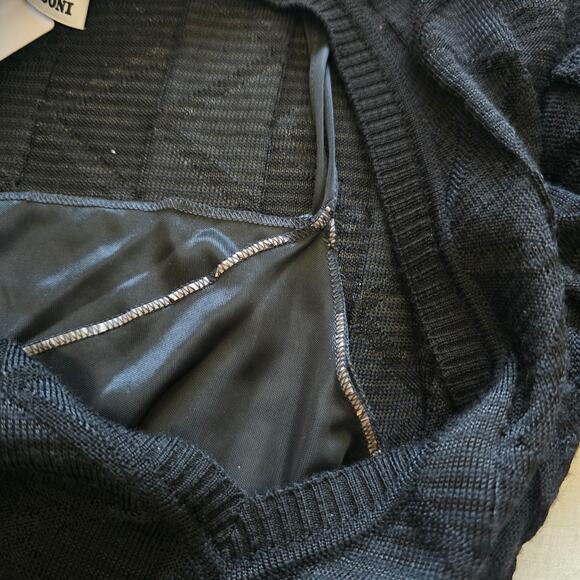 *NWT M Missoni Chevron Geometric Texture Knit Mini Dress Black Size 36/ S Wool - Picture 9 of 11